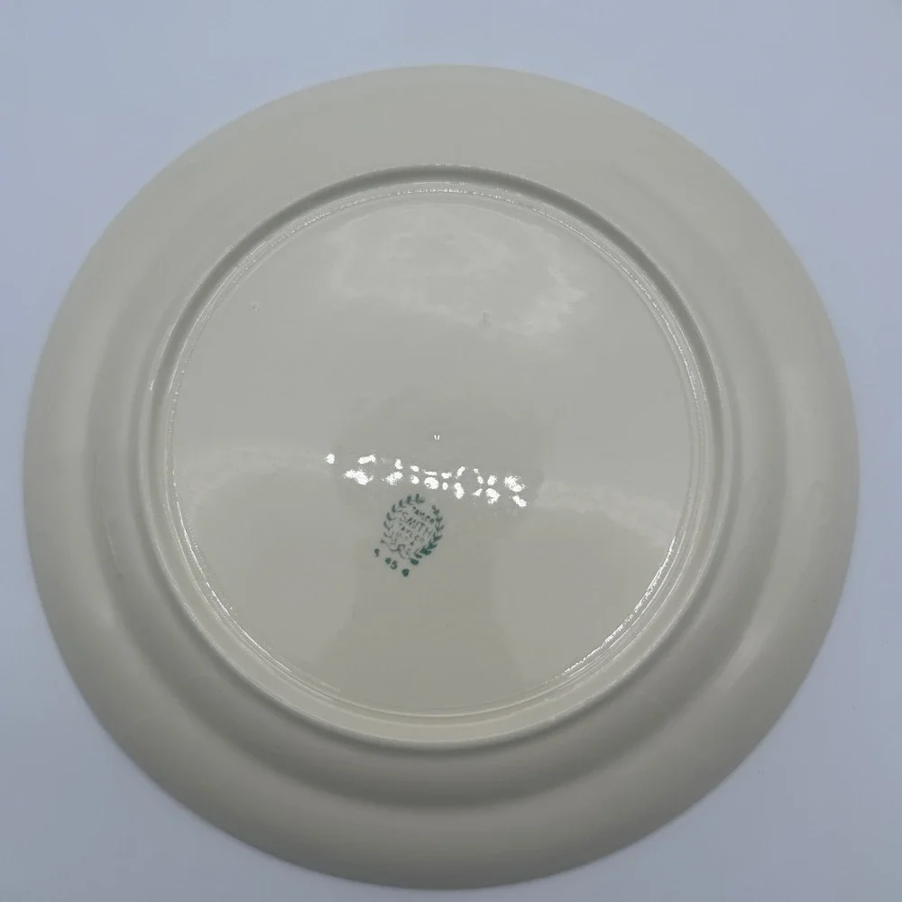 Taylor Smith Taylor Dinner Plates Set of 4 Pink Rose Gold Trim Ivory Vintage